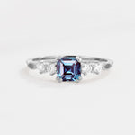 Classic Asscher Cut Side Accent Solitaire Alexandrite Engagement Ring - Additional view