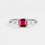 Classic Asscher Cut Side Accent Solitaire Ruby Engagement Ring - Additional view