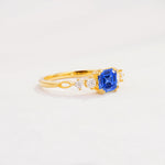 Classic Asscher Cut Side Accent Solitaire Sapphire Engagement Ring - Additional view