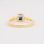 Classic Asscher Cut Side Accent Solitaire Sapphire Engagement Ring - Additional view