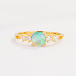 Classic Asscher Cut Side Accent Solitaire Fire Opal Engagement Ring - Additional view
