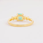 Classic Asscher Cut Side Accent Solitaire Fire Opal Engagement Ring - Additional view