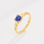 Classic Asscher Cut Side Accent Solitaire Tanzanite Engagement Ring - Additional view