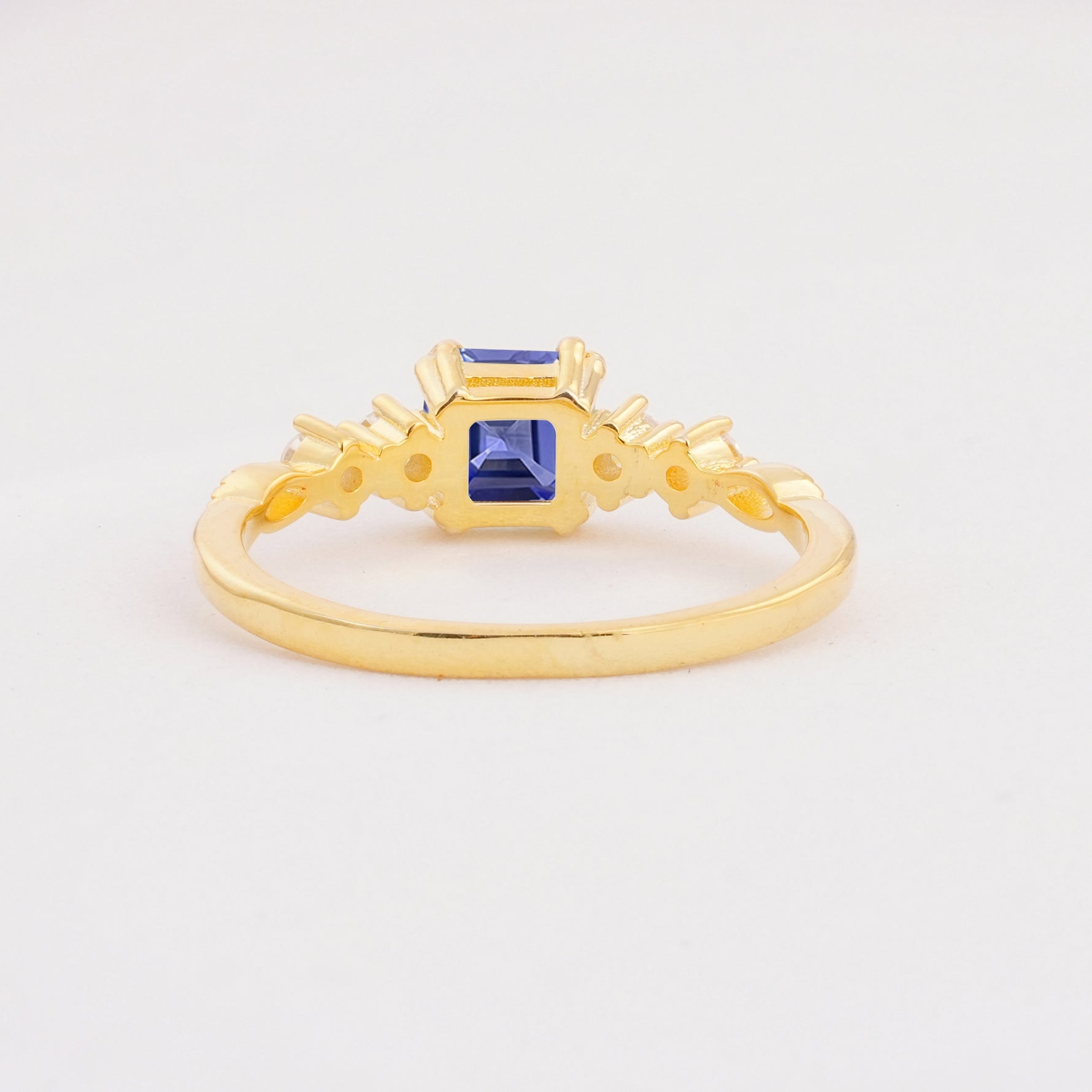 Classic Asscher Cut Side Accent Solitaire Tanzanite Engagement Ring - Additional view