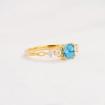 Classic Asscher Cut Side Accent Solitaire Turquoise Engagement Ring - Additional view