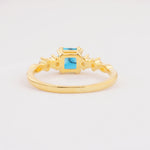 Classic Asscher Cut Side Accent Solitaire Turquoise Engagement Ring - Additional view