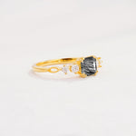 Classic Asscher Cut Side Accent Solitaire Black Rutilated Quartz Engagement Ring - Additional view