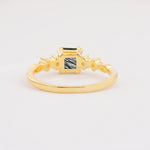 Classic Asscher Cut Side Accent Solitaire Black Rutilated Quartz Engagement Ring - Additional view