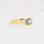 Classic Asscher Cut Side Accent Solitaire Moss Agate Engagement Ring - Additional view