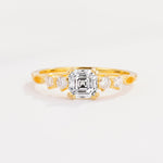 Classic Asscher Cut Side Accent Solitaire Lab Diamond Engagement Ring - Additional view
