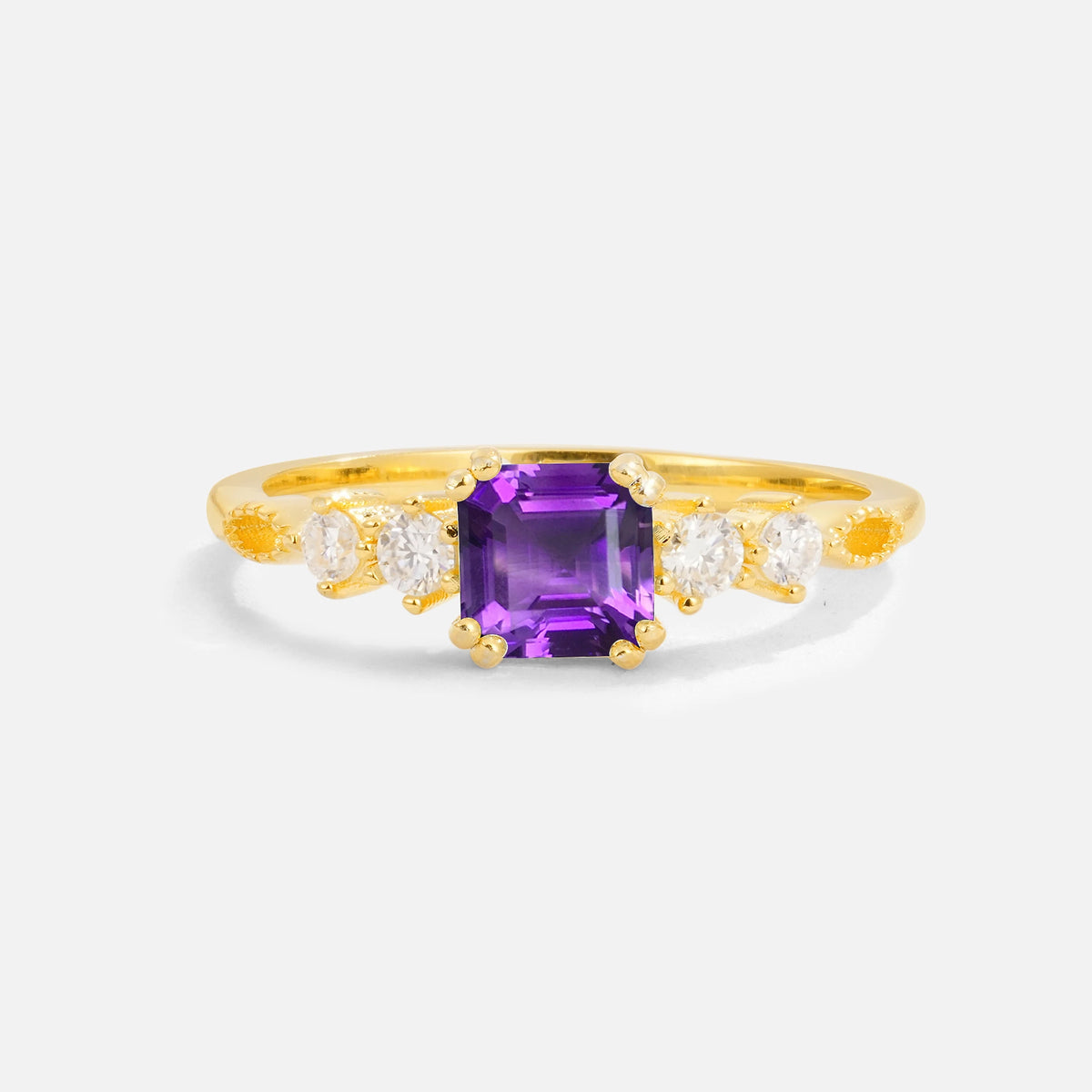 Luxury Princess Cut Amethyst Engagement  Ring