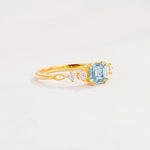 Classic Asscher Cut Side Accent Solitaire Aquamarine Engagement Ring - Additional view