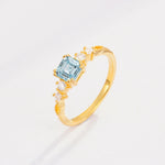 Classic Asscher Cut Side Accent Solitaire Aquamarine Engagement Ring - Additional view