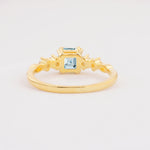 Classic Asscher Cut Side Accent Solitaire Aquamarine Engagement Ring - Additional view