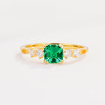 Classic Asscher Cut Side Accent Solitaire Emerald Engagement Ring - Additional view