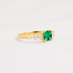 Classic Asscher Cut Side Accent Solitaire Emerald Engagement Ring - Additional view