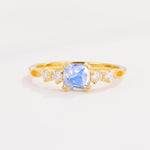 Classic Asscher Cut Side Accent Solitaire Moonstone Engagement Ring - Additional view
