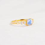 Classic Asscher Cut Side Accent Solitaire Moonstone Engagement Ring - Additional view