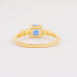 Classic Asscher Cut Side Accent Solitaire Moonstone Engagement Ring - Additional view
