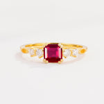 Classic Asscher Cut Side Accent Solitaire Ruby Engagement Ring - Additional view