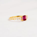 Classic Asscher Cut Side Accent Solitaire Ruby Engagement Ring - Additional view