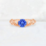 Round Cut Sapphire Leaf Vine Twist Engagement Ring - Additional view