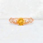 Round Cut Citrine Leaf Vine Twist Engagement Ring - Additional view