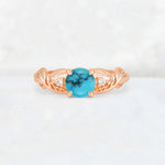 Round Cut Turquoise Leaf Vine Twist Engagement Ring - Additional view