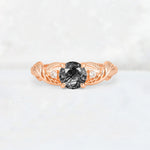 Round Cut Black Rutilated Quartz Leaf Vine Twist Engagement Ring - Additional view