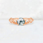 Round Cut Moss Agate Leaf Vine Twist Engagement Ring - Additional view