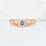 Round Cut Lab Diamond Leaf Vine Twist Engagement Ring - Additional view