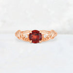Round Cut Garnet Leaf Vine Twist Engagement Ring - Additional view