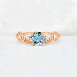 Round Cut Aquamarine Leaf Vine Twist Engagement Ring - Additional view