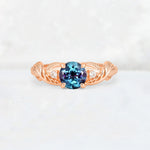 Round Cut Alexandrite Leaf Vine Twist Engagement Ring - Additional view