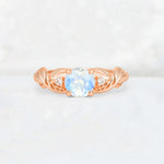 Round Cut Moonstone Leaf Vine Twist Engagement Ring - Additional view