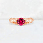 Round Cut Ruby Leaf Vine Twist Engagement Ring - Additional view