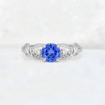 Round Cut Sapphire Leaf Vine Twist Engagement Ring - Additional view