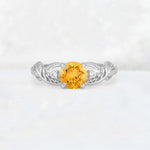 Round Cut Citrine Leaf Vine Twist Engagement Ring - Additional view