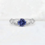 Round Cut Tanzanite Leaf Vine Twist Engagement Ring - Additional view