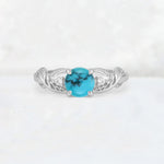 Round Cut Turquoise Leaf Vine Twist Engagement Ring - Additional view