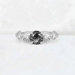 Round Cut Black Rutilated Quartz Leaf Vine Twist Engagement Ring - Additional view