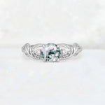 Round Cut Moss Agate Leaf Vine Twist Engagement Ring - Additional view