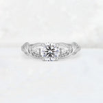 Round Cut Lab Diamond Leaf Vine Twist Engagement Ring - Additional view