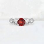 Round Cut Garnet Leaf Vine Twist Engagement Ring - Additional view