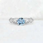 Round Cut Aquamarine Leaf Vine Twist Engagement Ring - Additional view
