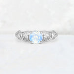 Round Cut Moonstone Leaf Vine Twist Engagement Ring - Additional view