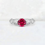 Round Cut Ruby Leaf Vine Twist Engagement Ring - Additional view