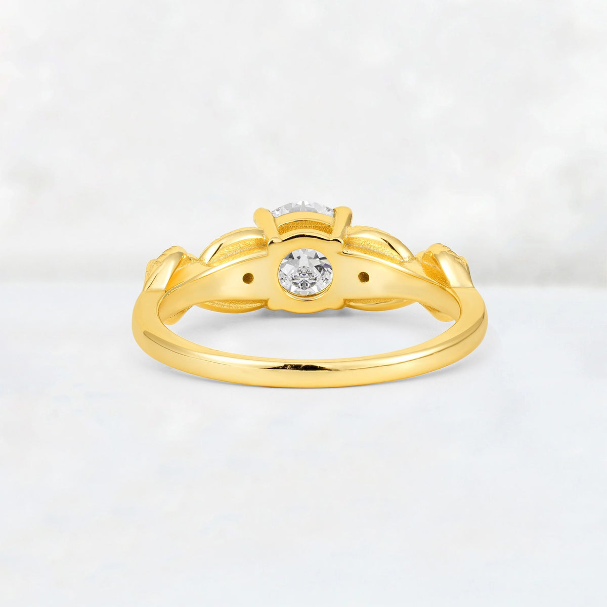 Round Cut Moissanite Leaf Vine Twist Engagement Ring - Additional view