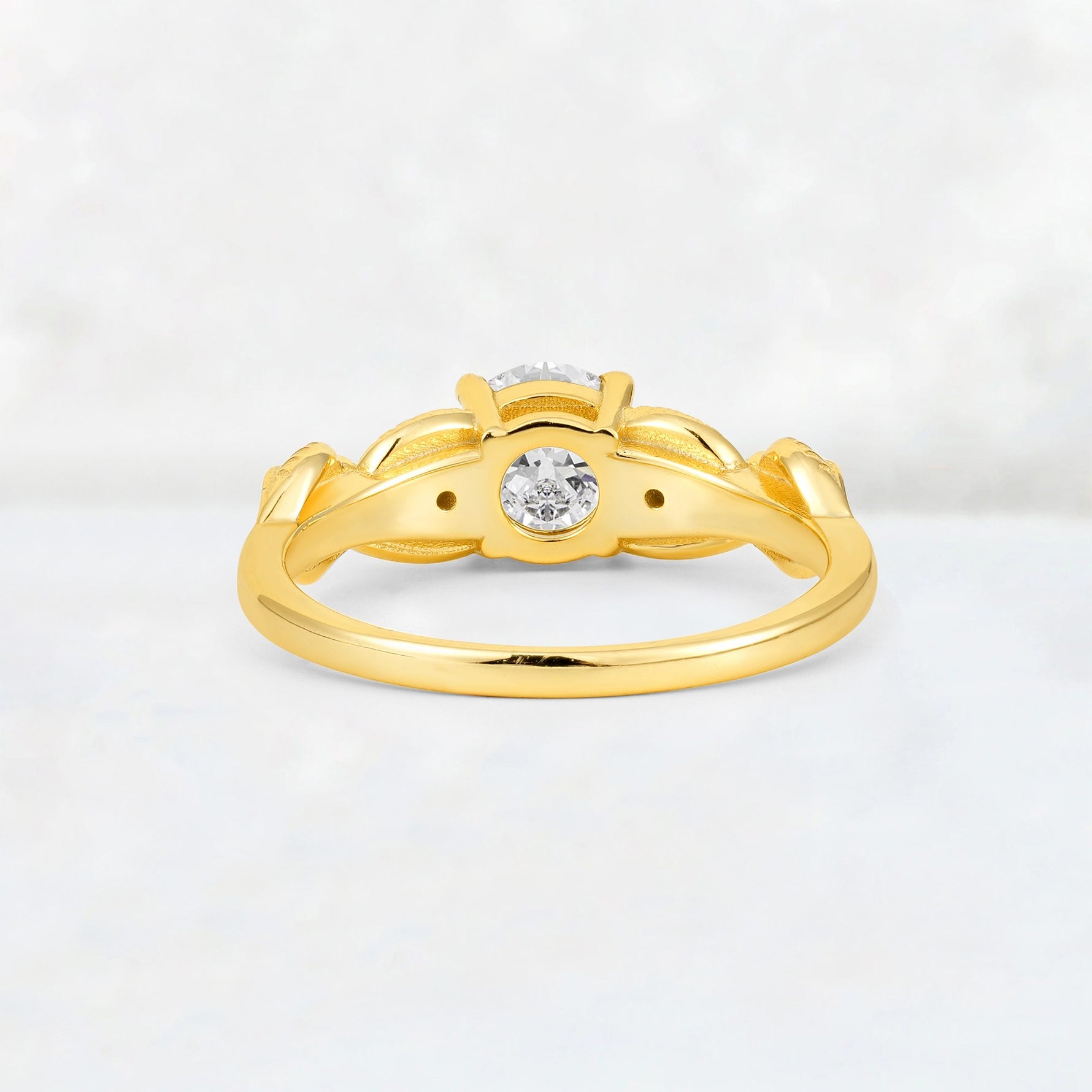 Round Cut Moissanite Leaf Vine Twist Engagement Ring - Additional view