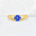 Round Cut Sapphire Leaf Vine Twist Engagement Ring - Additional view